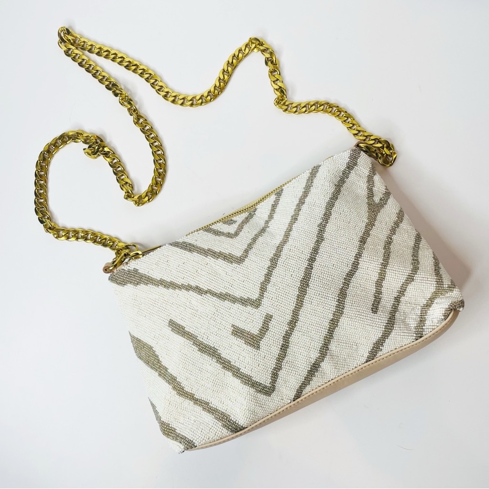 Sseko Beaded Zebra Chain Strap Clutch Purse